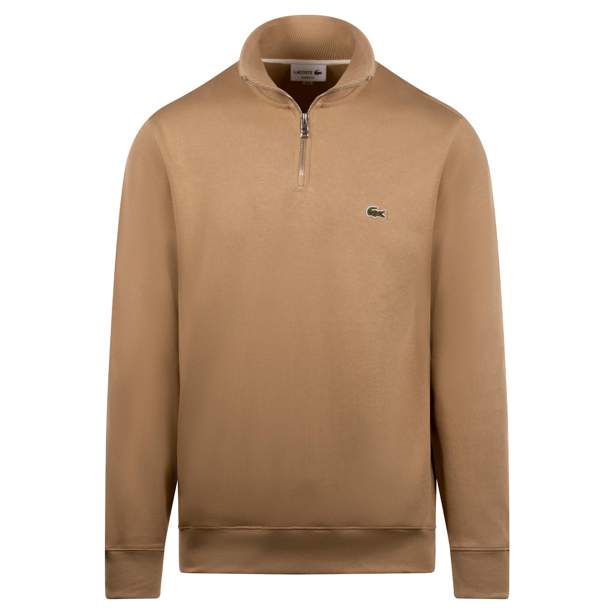 Lacoste Quarter Zip Stand Up Collar Cotton Sweatshirt Viennese